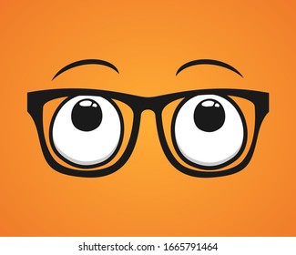 Design of eyes with glasses looking