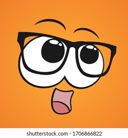 Design of eyes with glasses looking