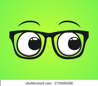 Design of eyes with glasses looking