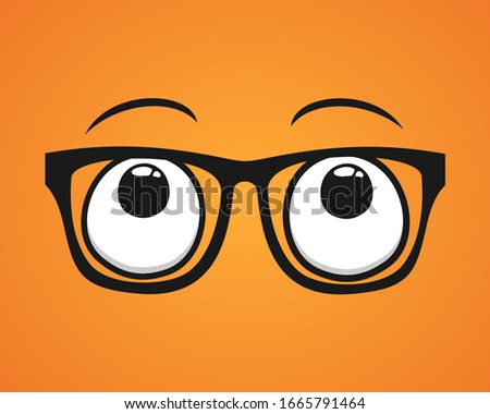 Design of eyes with glasses looking