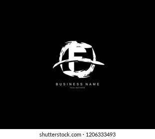 Design F Letter Rounded Stroke Grunge Swoosh Monogram Logo