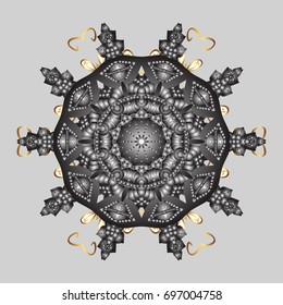 Design for Fabric or Wallpaper. Decorative Texture Background of Mandalas. Folk Style. Vector illustration. Stylized Flowers. Lacy Fashion Print for Textile. Ethnic of Lace Snowflakes.