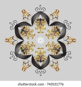Design for Fabric or Wallpaper. Decorative Texture Background of Mandalas. Stylized Flowers. Folk Style. Vector illustration. Lacy Fashion Print for Textile. Ethnic of Lace Snowflakes.