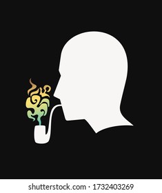 Design of face with smoking pipe