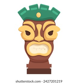 Design face totem icon cartoon vector. Statue ancient. Wood angry tiki