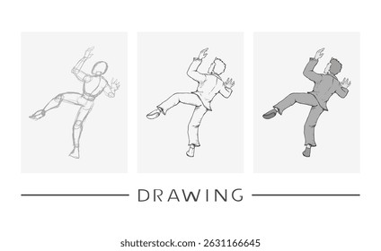 Desenho da ilustração do homem caindo