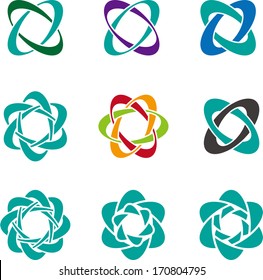 Design fan logo element. Abstract circle pattern. 
