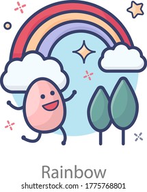 Diseño de arcoíris de fantasía en vector plano 