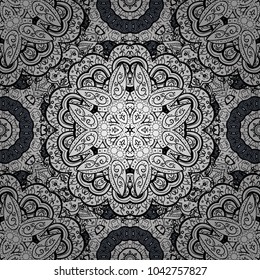 Design for fashion banner, label, bridal shower or wedding invitation. White, black and gray back. Vector oriental ornament frame with decorative colored foil.