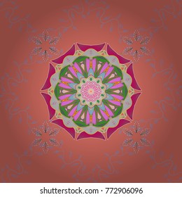 Design for fashion banner, label, bridal shower or wedding invitation. Pink, green and blue back. Vector oriental ornament frame with decorative colored foil.