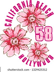 DESIGN FOR FASHION WITH FLOWERS AND TEXTS WITH EFFECTS