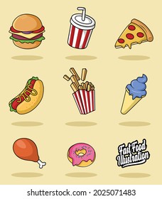 Design Fast Food Illustration Suitnable For Logo Background Icon 