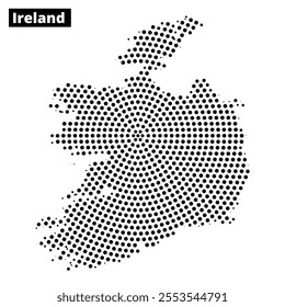 The design features a dotted representation of Ireland's outline against a simple background, illustrating geographic focus.