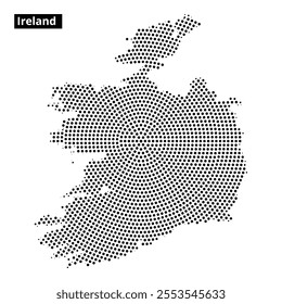 The design features a dotted representation of Ireland's outline against a simple background, illustrating geographic focus.