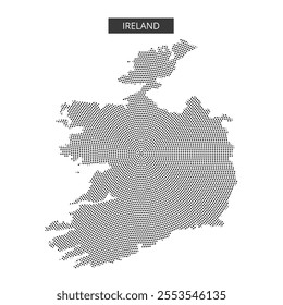 The design features a dotted representation of Ireland's outline against a simple background, illustrating geographic focus.