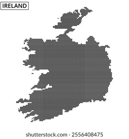 The design features a dotted representation of Ireland's outline against a simple background, illustrating geographic focus.