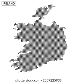 The design features a dotted representation of Ireland's outline against a simple background, illustrating geographic focus.