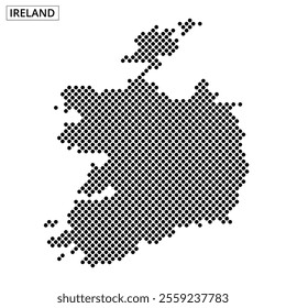 The design features a dotted representation of Ireland's outline against a simple background, illustrating geographic focus.