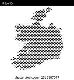 The design features a dotted representation of Ireland's outline against a simple background, illustrating geographic focus.