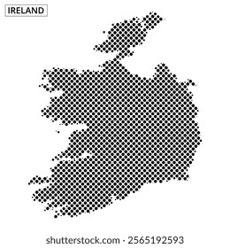 The design features a dotted representation of Ireland's outline against a simple background, illustrating geographic focus.