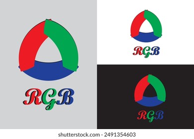 The design features the letters "RGB" in a modern font, with each letter a different color: red, green, and blue. This is a great logo for a company that deals with color, design, or technology.