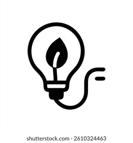 The design features a light bulb with a leaf inside, symbolizing sustainable energy and environmental consciousness. This vector illustration represents the fusion of nature and innovation.