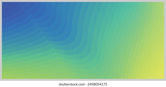 The design features a smooth, flowing gradient that transitions seamlessly from deep, serene blues to vibrant, warm yellows. The wave-like patterns create a sense of movement and fluidity, evoking the
