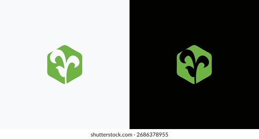 design apresenta uma forma de planta estilizada dentro de uma forma geométrica