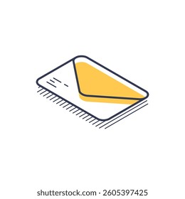 Design features a three-dimensional isometric line icon of an envelope.