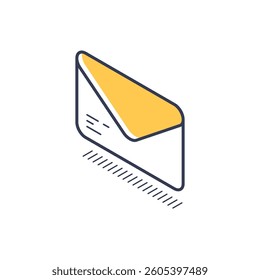 Design features a three-dimensional isometric line icon of an envelope.
