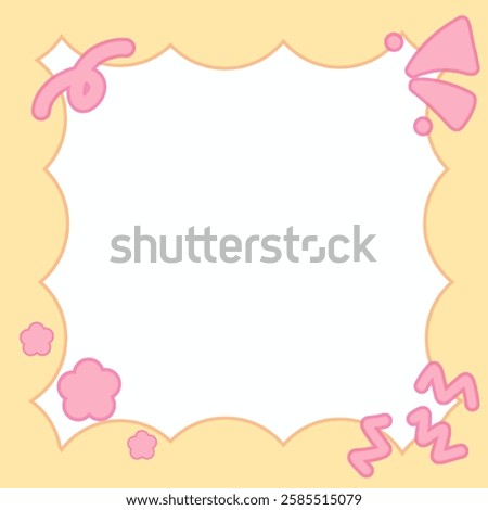 Design featuring a cartoon-style border with cheerful shapes and colors, adding a playful touch. Perfect for invitations, children's projects, or creative decorations.