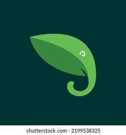 Un diseño con un elefante con hoja, muy adecuado para varios fines comerciales que quiere resaltar un logo único para animales y ambientalmente