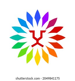 A design featuring a face lion with flower colorful concept. Very suitable in various business purposes who wants to highlight unique logo for animal character also simple and fresh concept.