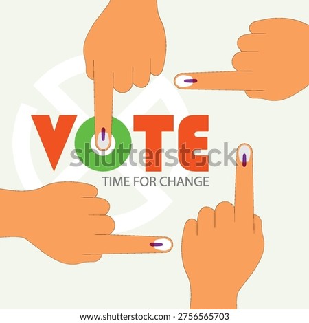 A design featuring a finger marked with indelible ink, pointing to the message: "Everyone, cast your vote!"