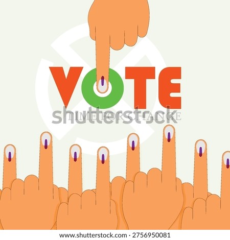 A design featuring a finger marked with indelible ink, pointing to the message: "Everyone, cast your vote!"