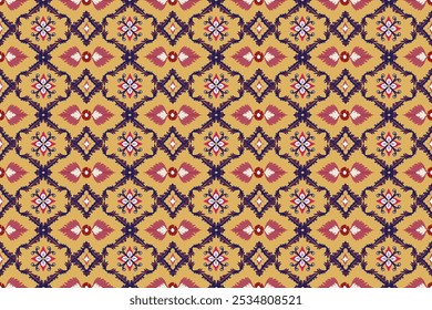 Un diseño con patrones ikat y damasco combinados con motivos tailandeses únicos, bellamente representados en tonos amarillos brillantes. Se puede utilizar de acuerdo a su imaginación y deseos.
