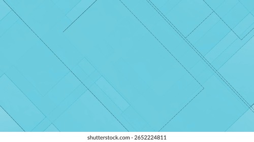 Um desenho que apresenta linhas pretas finas que se cruzam formando formas retangulares sobre um fundo azul-petróleo claro. As linhas criam um efeito geométrico em camadas.