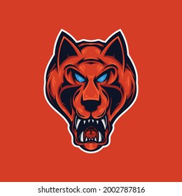 Design fierce red wolf illustration
