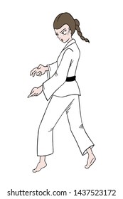 Design of fighter karate woman draw