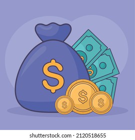 design of financial items over purple