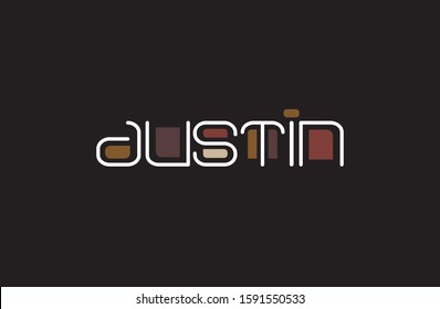 Design of first name "Austin" in a contemporary design with san serif modern font and color accents in java browns.