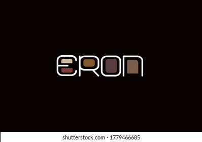 Design of first name "Eron" in a contemporary design with san serif modern font and color accents in java browns.