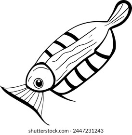 Diseña un logotipo de espina de pescado para gráficos.