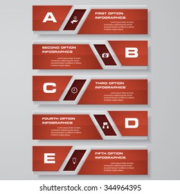 Design five options banners template/graphic or website layout. Vector.