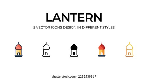 Lantern�Icon Design in Five style with Editable Stroke. Line, Solid, Flat Line, Duo Tone Color, and Color Gradient Line. Suitable for Web Page, Mobile App, UI, UX and GUI design.