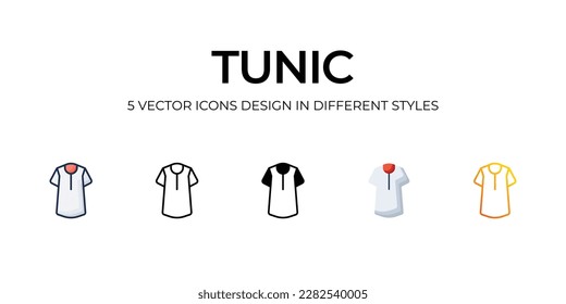 Tunic�Icon Design in Five style with Editable Stroke. Line, Solid, Flat Line, Duo Tone Color, and Color Gradient Line. Suitable for Web Page, Mobile App, UI, UX and GUI design.
