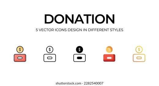 Donación � Diseño de Icono en el estilo Cinco con Accionamiento Editable. Línea, Sólido, Línea plana, Color de tono Duo y Línea de degradado de color. Adecuado para diseño de páginas Web, aplicaciones móviles, UI, UX y GUI.