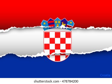 design flag CROATIA from torn papers with shadows