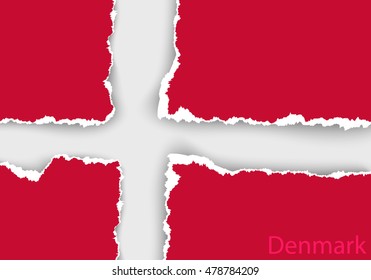 design flag denmark from torn papers with shadows