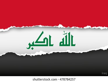 design flag iraq from torn papers with shadows